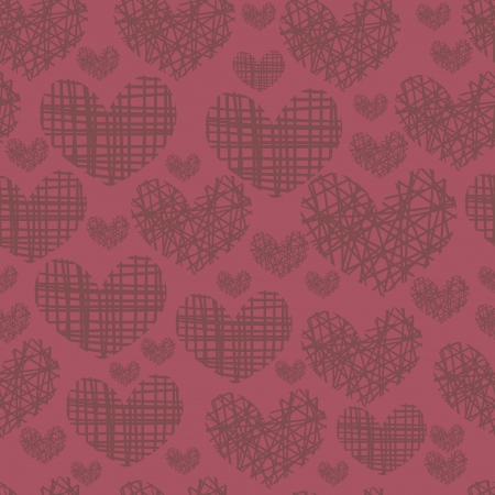 Seamless pattern with embroidery of hearts on a purple background のイラスト素材