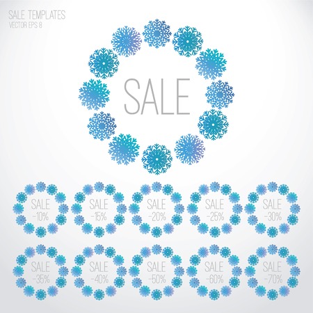 Set of winter sale banners, templates, tags with ornament of snowflakes for Christmas. Vector illustrationのイラスト素材