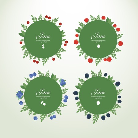 Set of circle labels with fresh berries.のイラスト素材