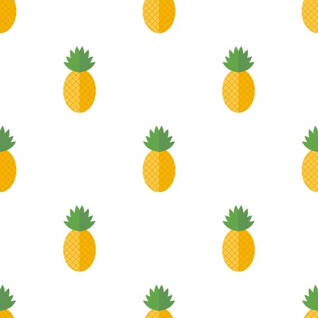 Seamless background with pineapples on a white background. Vector illustration