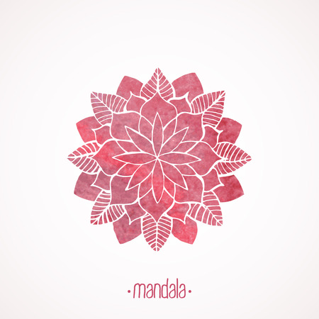 Watercolor pink mandala. のイラスト素材