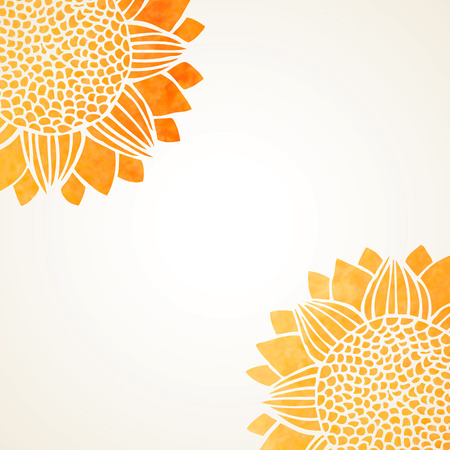 illustration with watercolor sunflowers on white backgroundのイラスト素材