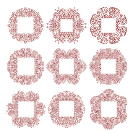 Lace vintage frames isolated on white background for design. のイラスト素材