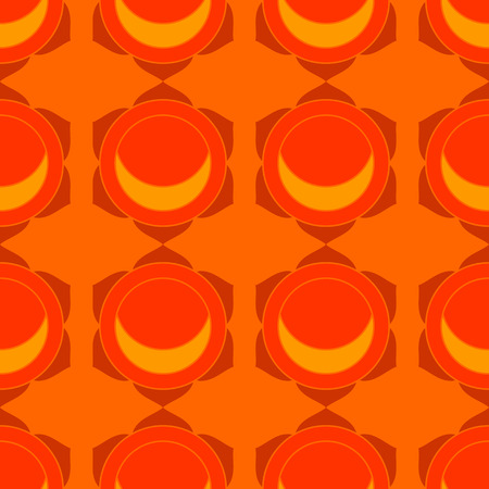 Geometric ethnic background. Abstract red lotus flowers, mandala, chakra. Oriental Indian seamless pattern in vectorのイラスト素材