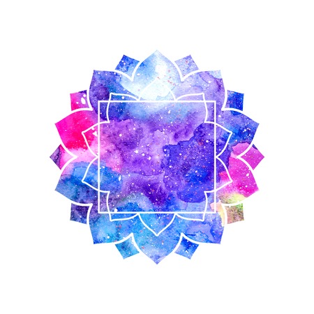Abstract artistic background with floral silhouette and colorful blots. Cosmic rainbow multicolor...