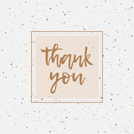Thank You greeting card. Lettering. Golden text and dots on a white background. Vector illustration.のイラスト素材