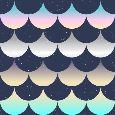 Seamless pattern. Japanese style. Gradient fish scale. Blue pink, gold silver colors. Vector design for fabric, wallpaper and wrap.のイラスト素材