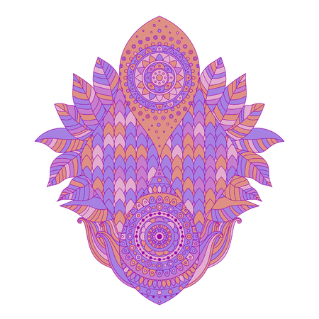 Purple and orange patterned element on a white backgroundのイラスト素材