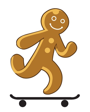 Gingerbread Kid Playing Skateboardのイラスト素材