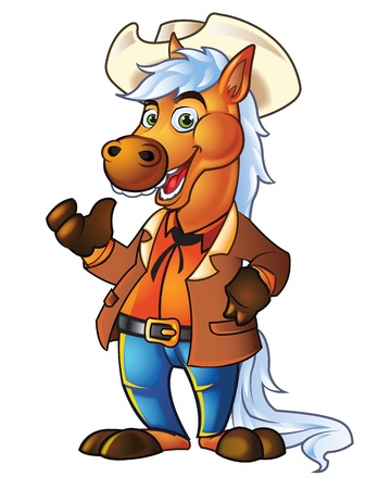 High Detail Pony Mascot Wearing Cowboy Suitのイラスト素材