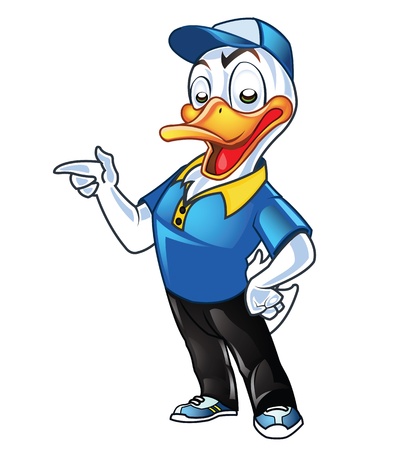 Cute Employer Duck Cartoon Mascotのイラスト素材