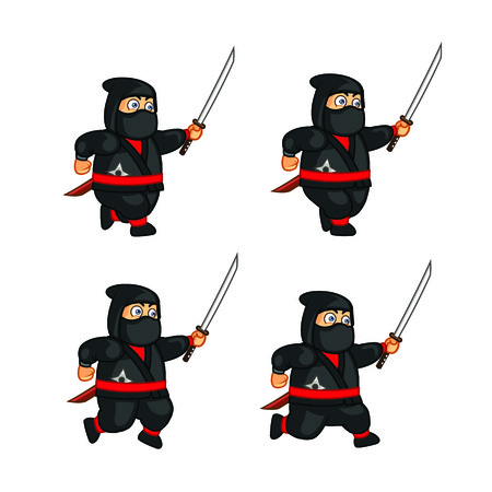 Fat Ninja Running Spriteのイラスト素材