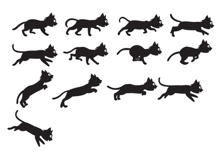 Vector Illustration of Black Cat Sequence for Animation or Game Projectのイラスト素材
