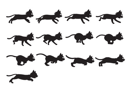 Vector Illustration of Black Cat Sequence for Animation or Game Projectのイラスト素材