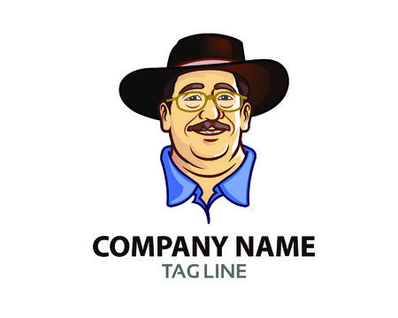 Old Man Head Logo Icon Graphicのイラスト素材