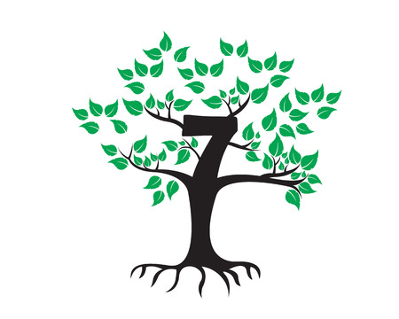 7th Anniversary Tree Logo Icon Templateのイラスト素材
