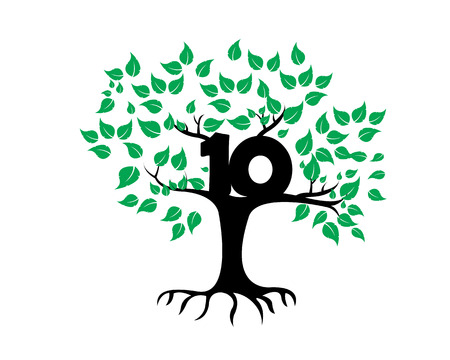 10th Anniversary Tree Logo Icon Templateのイラスト素材