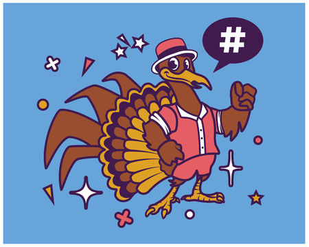 Hipster Turkey Cartoon T Shirtのイラスト素材