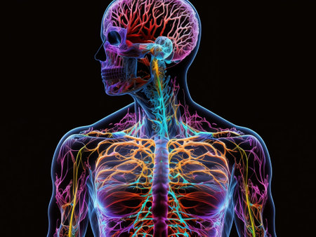 Human Organs With Nervous System Anatomy For Medical Concept 3D Illustrationの素材