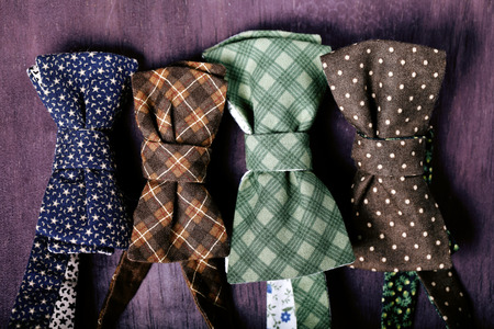 tie vintage butterfly on a brown backgroundの写真素材