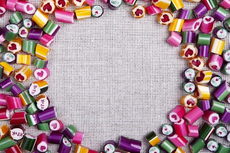 sweets candy caramel colorful assortment texture closeup backgroundの写真素材