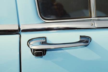 Beautiful vintage retro car , details of the exterior and interior closeupの写真素材