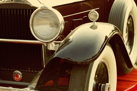 Beautiful vintage retro car , details of the exterior and interior closeupの写真素材