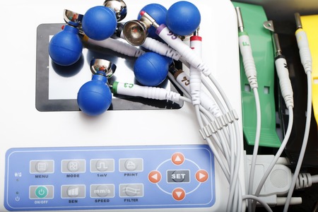 medical equipment ECG closeup heart disease examinationの写真素材