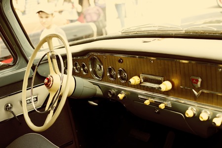 Zaporozhye, Ukraine - May 17, 2014: First All-Ukrainian festival of vintage cars Zaporozhye Gate ....