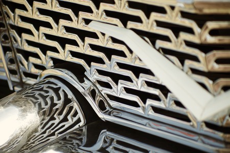 Beautiful vintage retro car , details of the exterior and interior closeupの写真素材