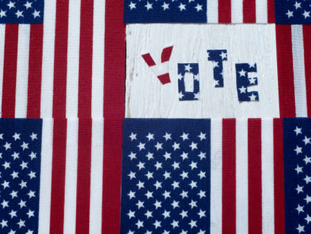 Electoral vote close-up. USA political elections. USA flag background