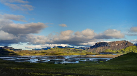 Landmannalaugar Iceland sanset great valley inner part of icelandの写真素材