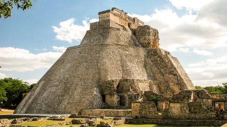 Pyramid of Magician in the old city of Uxmal, Mexico