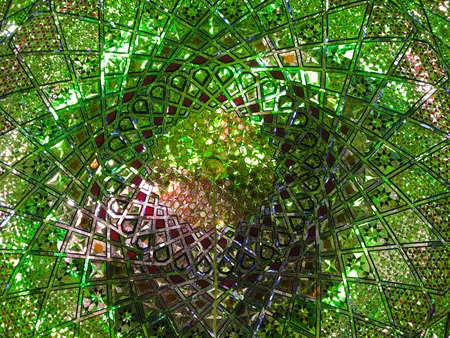 Shah Cheragh mosque mirror mosaic ceiling, Shiraz, Iranの写真素材