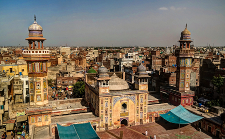 Panorama of Wazir Khan Mosque, Lahore, Pakistanのeditorial素材