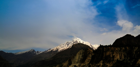 View to Rakaposhi peak, Karakorum mountains, Pakistanの写真素材