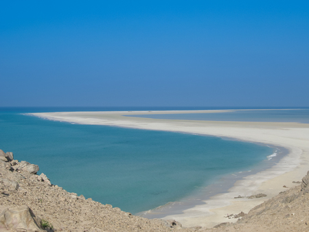 Panorama of Qalansiyah white sand beach, Soqotra island, Yemenの写真素材