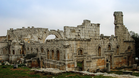 Ruins of the Church of Saint Simeon Stylites, Idlib, Syriaの写真素材