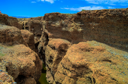 Sesriem canyon of Tsauchab river, Sossusvley, Namibiaの写真素材