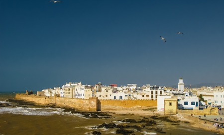 View to Essaouira old city and ocean , Moroccoの写真素材