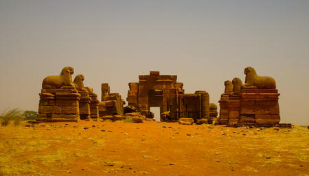 Ruins of Amun temple Naqa Meroe, ancient Kush, Sudanの写真素材