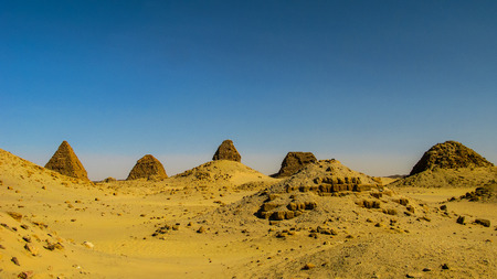 Nuri pyramids in desert, Napata Karima region , Sudanの写真素材