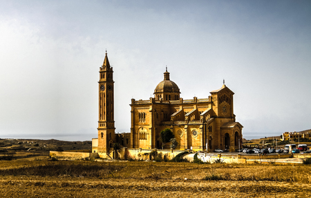 Exterior view to Ta Pinu Sanctuary, Gharb, Maltaの写真素材