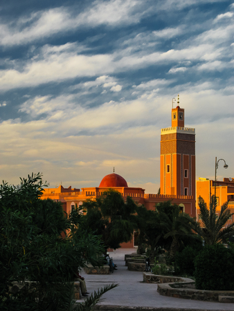 Exterior view to Masuda Wazzkaitih mosque, Ouarzazate, Moroccoの写真素材