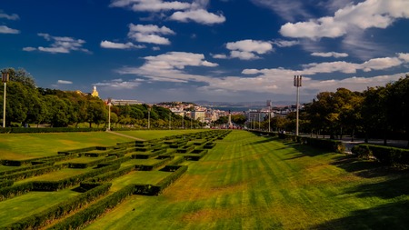 Panorama view to Parque Eduardo VII in lisbon, Portugalの写真素材