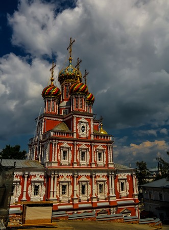 Exterior view to Cathedral of Holy Blessed Virgin Mary in Nizhny Novgorod, Russiaの写真素材