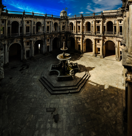 Patio of Templar church of the Convent of the Order of Christ, Tomar, Portugalのeditorial素材