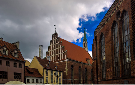 Exterior view to Saint Johns Church in Riga, Latviaの写真素材