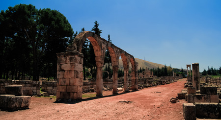 Ruins of ancient city Anjar in Bekaa valley, Lebanonの写真素材