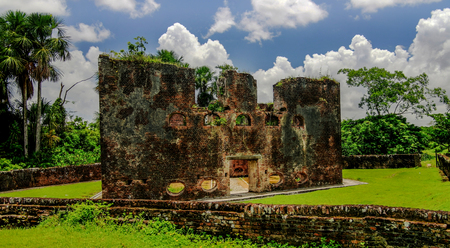 Ruins of zeeland fort on the island in Essequibo delta, Guyanaの写真素材